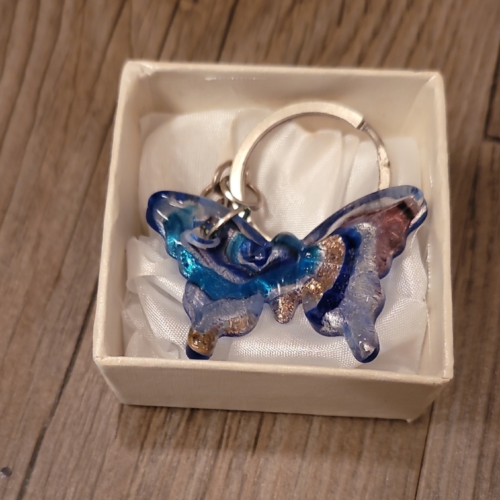 Elegant Blue Butterfly Keychain